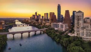 Austin Skyline in the evening and bluehour